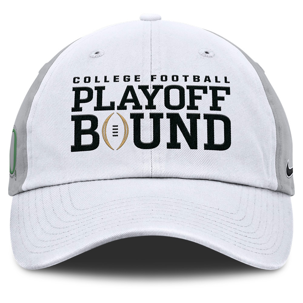 Classic Oregon O, Nike, White, Curved Bill, Accessories, Unisex, Football, Unstructured, Twill, Postseason, Round 1, Playoff Bound, Adjustable, Hat, 913858